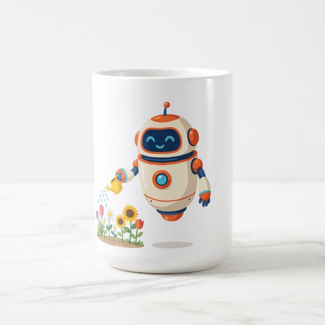 Caneca De Café Pequeno Robô Jardineiro (Centro)