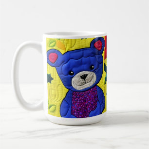 Caneca De Café Pequeno Urso Azul De Teddy Inclinado Como Design