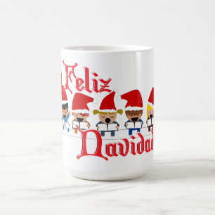 Caneca De Café Pequenos Caroleiros Cantando Feliz Navidad Natal