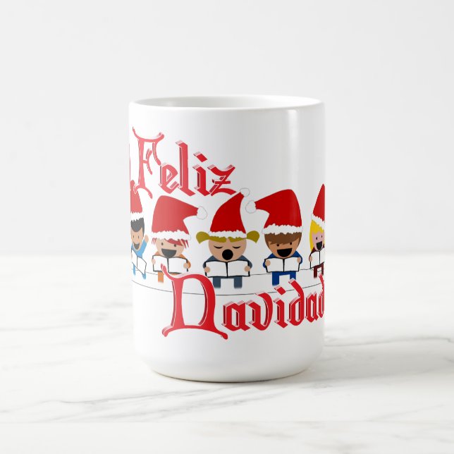 Caneca De Café Pequenos Caroleiros Cantando Feliz Navidad Natal (Centro)