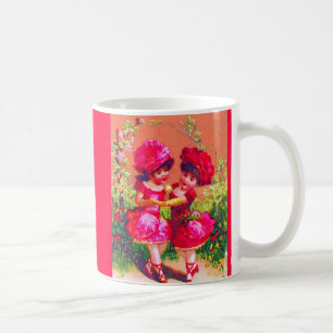 Caneca De Café Pequenos dançarinos de cartão vitoriano a rosa