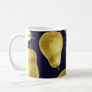 Caneca De Café Pera de régua, fundo preto, arte de jardim