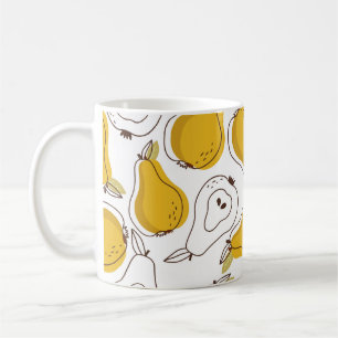Caneca De Café Pera fundo. A mão puxou o pano de fundo.