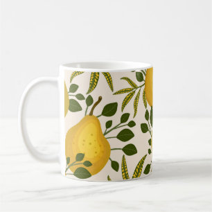 Caneca De Café Peras Amarelas Deixam o Fundo Branco