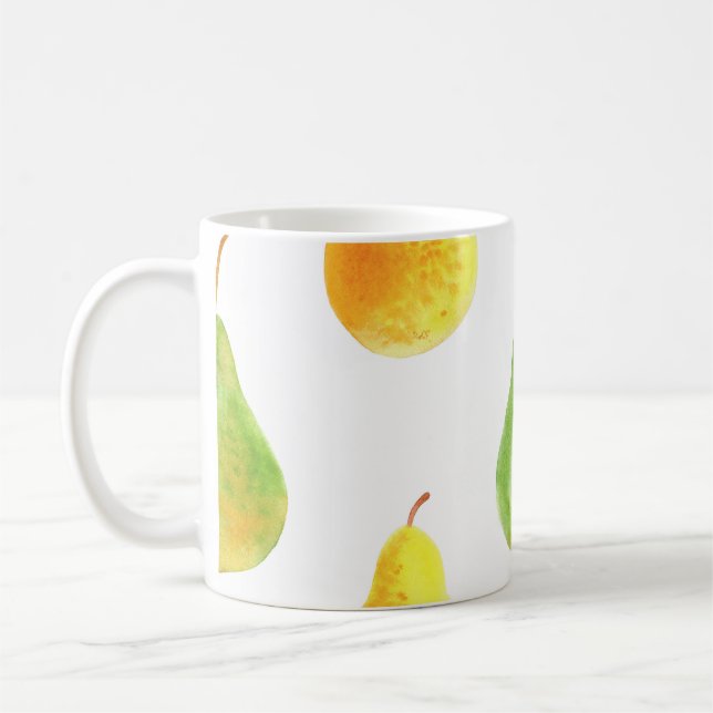 Caneca De Café Peras desenhadas à mão, imagem de comida de aquare (Esquerda)