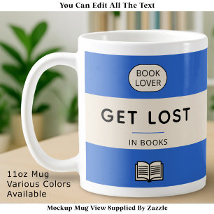 Caneca De Café Perca-se nos Livros Capa de Brochura Vintage Azul