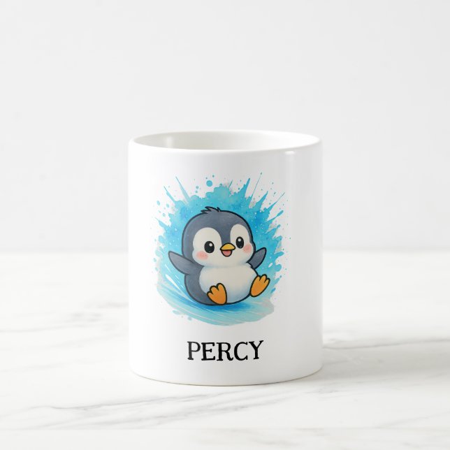 Caneca De Café Percy Penguin Mug – Custom Cute Animal Name Gift (Centro)