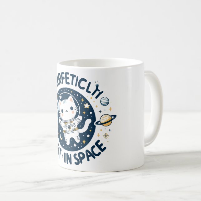 Caneca De Café Perdida no espaço Astronauta de gato cego (Frente Esquerda)