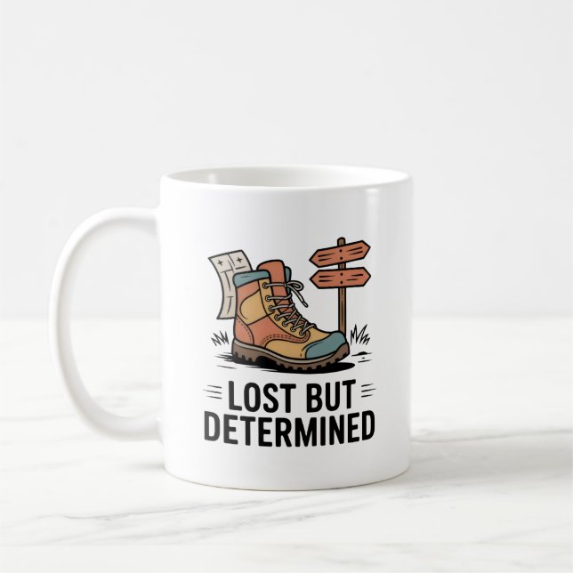 Caneca De Café Perdido, Mas Determinado – Presente Motivacional p (Esquerda)