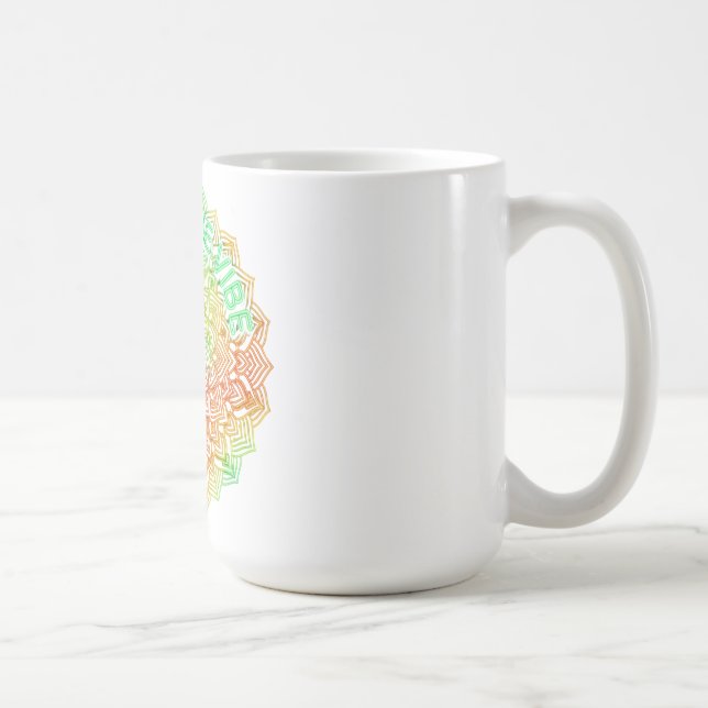 Caneca De Café Perdido no Arco-íris Neon Mandalá Gráfico (Direita)
