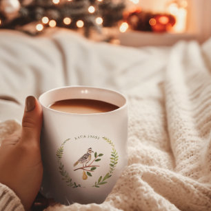 Caneca De Café Perdiz 12 Dias de Natal Monograma Feriado