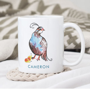 Caneca De Café Perdiz na Árvore de Pérola Mão-Ilustrada Natal