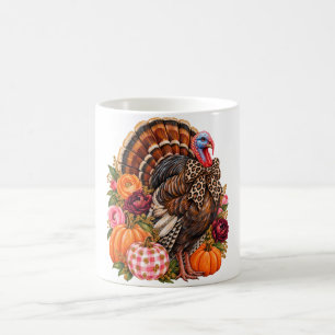 Caneca De Café Perfeito Outono Peru Floral Abóboras Leopardo Laço
