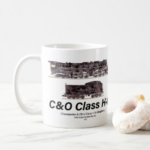 Caneca De Café Perfil da locomotiva a vapor C&O Classe H-8 Allegh