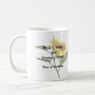 Caneca De Café Perfil dos Produtos de Casamento de Girassol