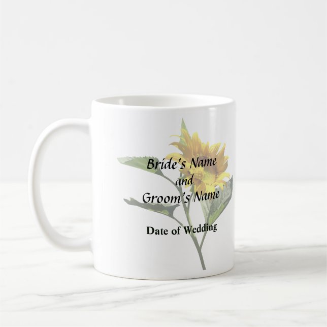 Caneca De Café Perfil dos Produtos de Casamento de Girassol (Esquerda)