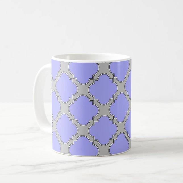 Caneca De Café Perfurador quatrefoil e cinza (Frente Esquerda)