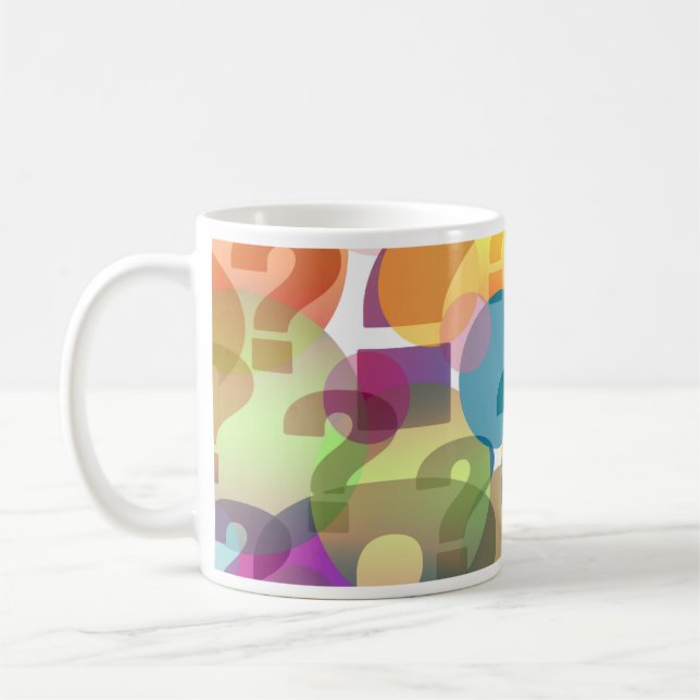 Caneca De Café Perguntar tudo sobre Trabalho de arte multicores (Esquerda)
