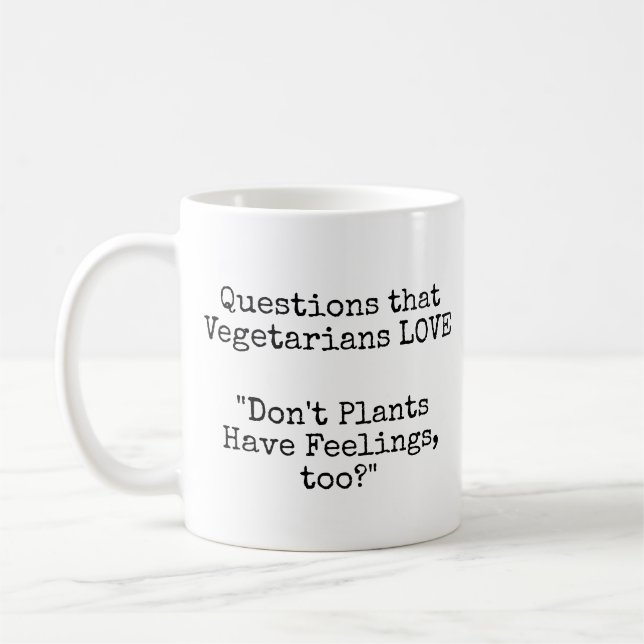 Caneca De Café Perguntas que Vegetarianos AMAM! Plantas Sentem? (Esquerda)