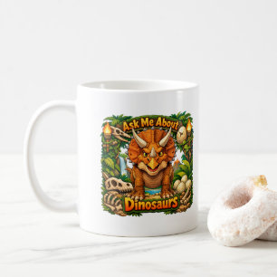 Caneca De Café Pergunte-me sobre Dinossauros Chocolate Quente