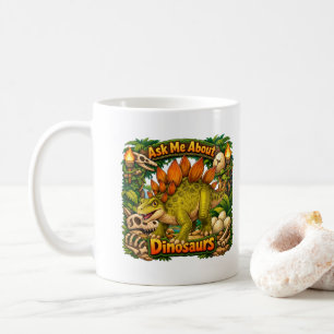 Caneca De Café Pergunte-me sobre Dinossauros Chocolate Quente