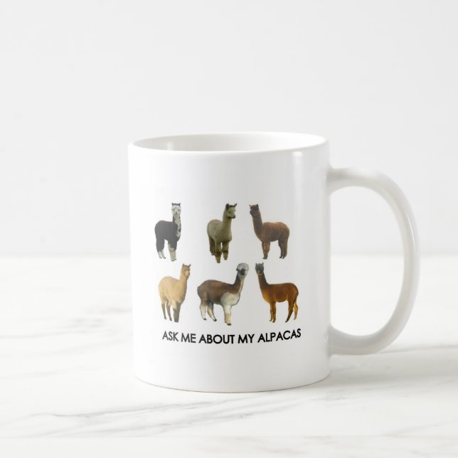 Caneca De Café Pergunte-me sobre meus alpacas (Direita)