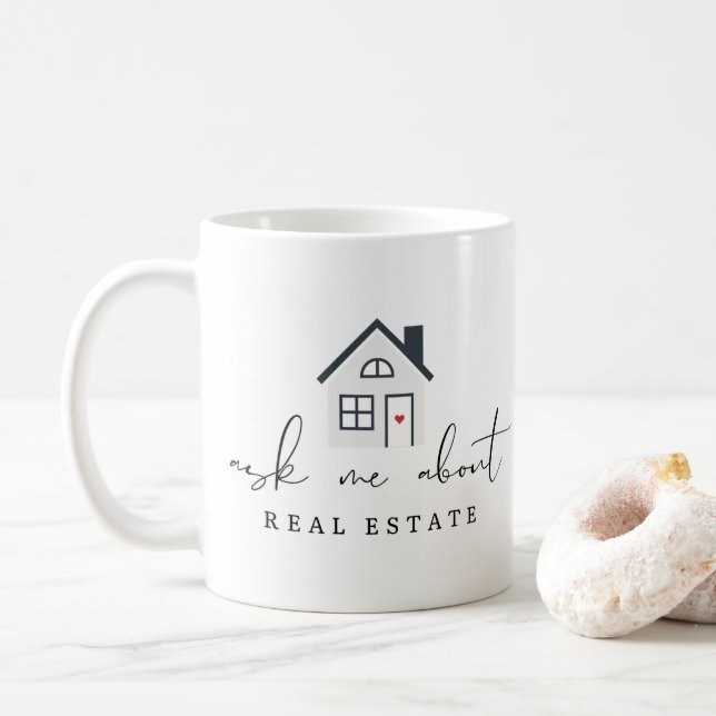 Caneca De Café Pergunte-me sobre o Marketing da Casa Imobiliária (Com Donut)