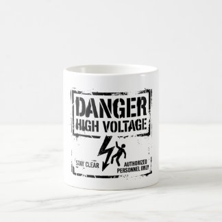 Caneca De Café Perigo Alta Tensão Industrial Brutalista Gráfico S
