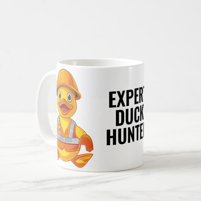 Caneca De Café Perito Caçador de Patos de Borracha de Construção (Frente Esquerda)