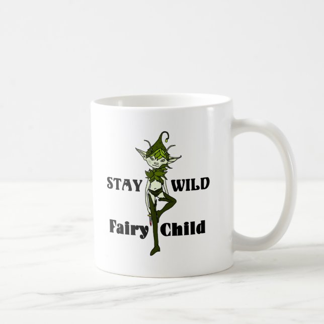 Caneca De Café Permaneça Selvagem Fada Infantil de Café (Direita)
