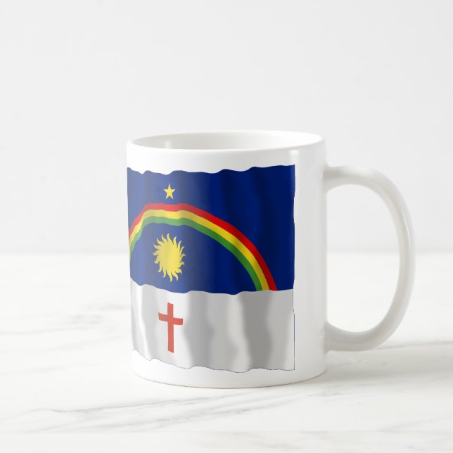 Caneca De Café Pernambuco & bandeiras de ondulação de Brasil (Direita)
