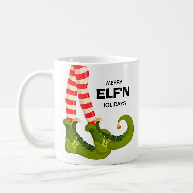 Caneca De Café Pernas do Elf de Natal (Esquerda)