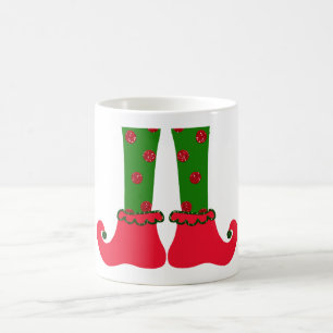 Caneca De Café Pernas do Elfo de Natal e Holly Mug