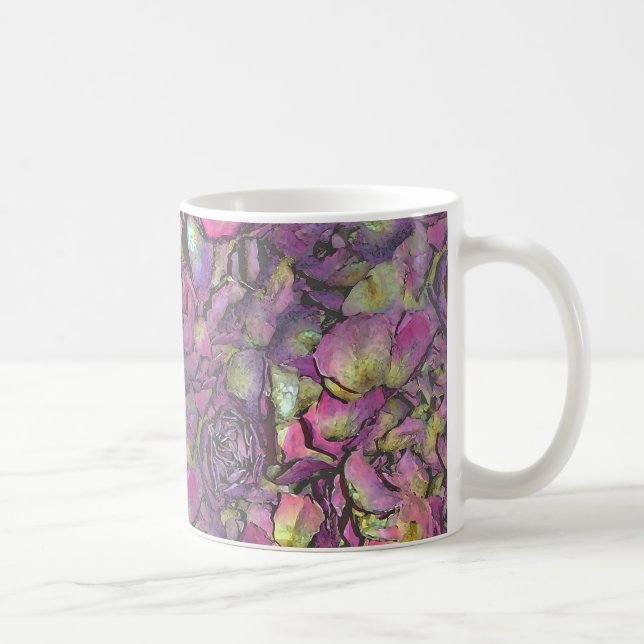 Caneca De Café Pérolas Rosa Rosa Rosa Rosa lavanda Aquarela (Direita)