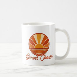 Caneca De Café Perseguindo o pôr do sol Vibração Retro