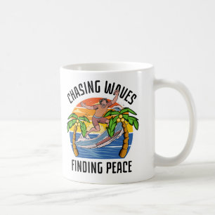 Caneca De Café Perseguir Ondas Encontrando Paz