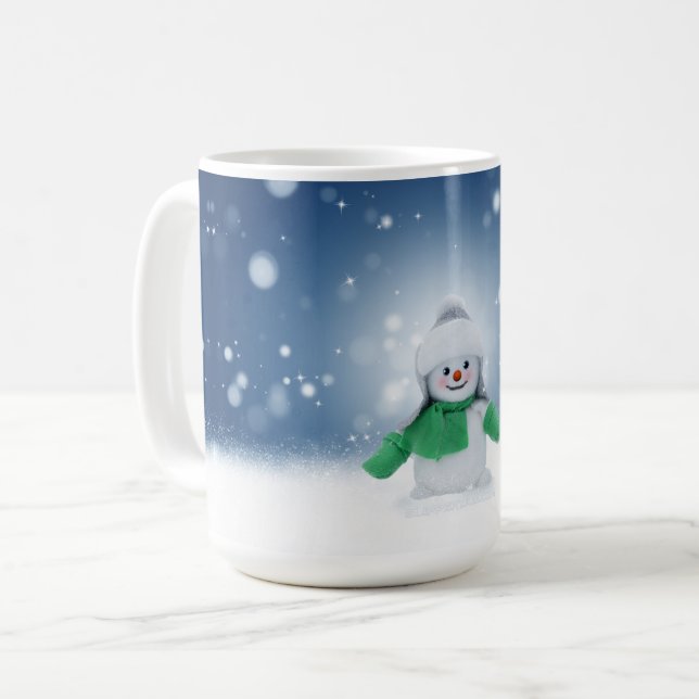 Caneca De Café Personagem adorável de boneco de neve de Natal do  (Frente Esquerda)