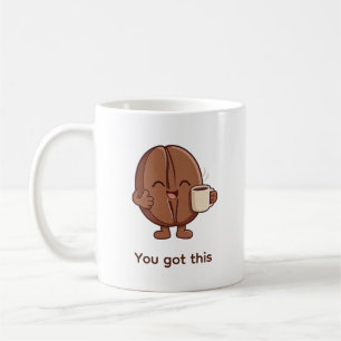 Caneca De Café Personagem Confiante do Grão de Café