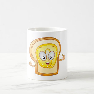 Caneca De Café Personagem de desenho animado de torrada com mante