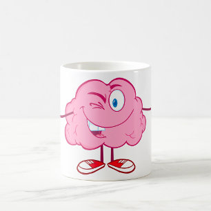 Caneca De Café Personagem de desenho animado do cérebro fazendo s