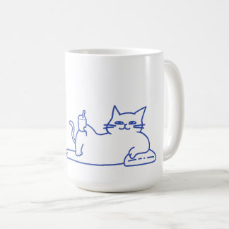 Caneca De Café Personagem de Gato Branco Fofo e Divertido