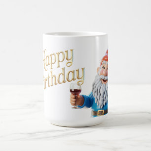 Caneca De Café Personagem de Gnome de Aniversário Gráfico