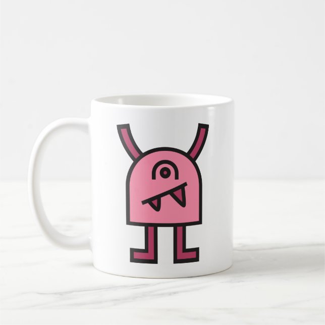 Caneca De Café Personagem de Monstro Rosa Engraçado (Esquerda)