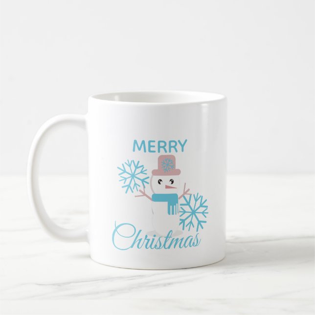 Caneca De Café Personagem Fofo de Natal com Boneco de Neve e Floc (Esquerda)