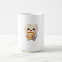 Personagem Kawaii Amante de Café Odontológico Fofo