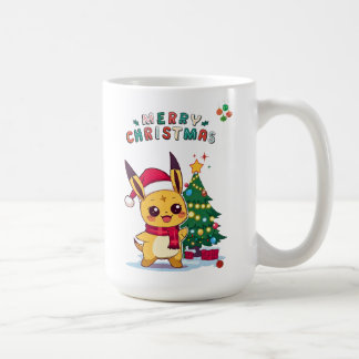 Caneca De Café Personagem Kawaii de Natal | Arte de Férias para A