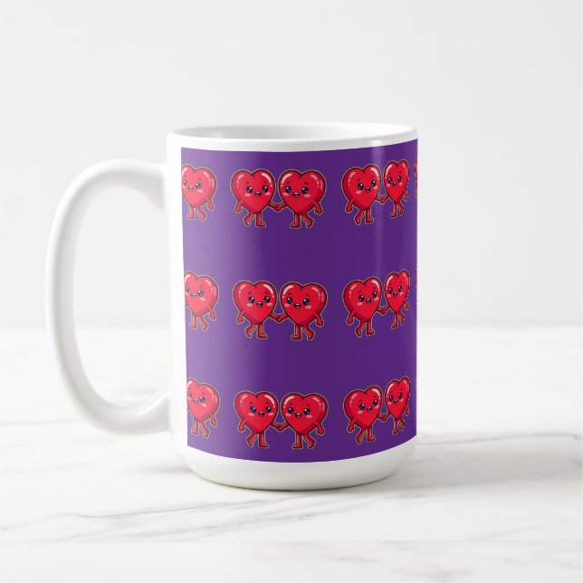 Caneca De Café Personagens de Coração Fofo de Mão Dada (Esquerda)
