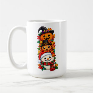 Caneca De Café Personagens de Feriado Empilhados