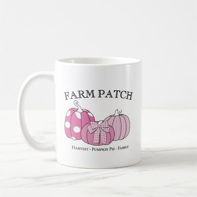 Caneca De Café Personal Farm Patch Pink White Black Text (Esquerda)