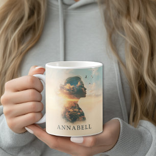 Caneca De Café Personalidade de Silhouette da Mulher Romântica